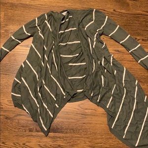 Green/white striped flowy cardigan